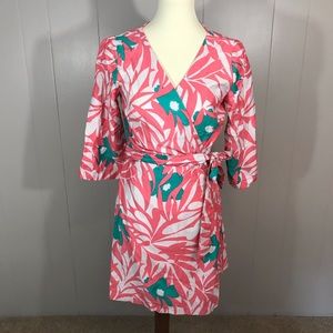 Tropical floral wrap dress